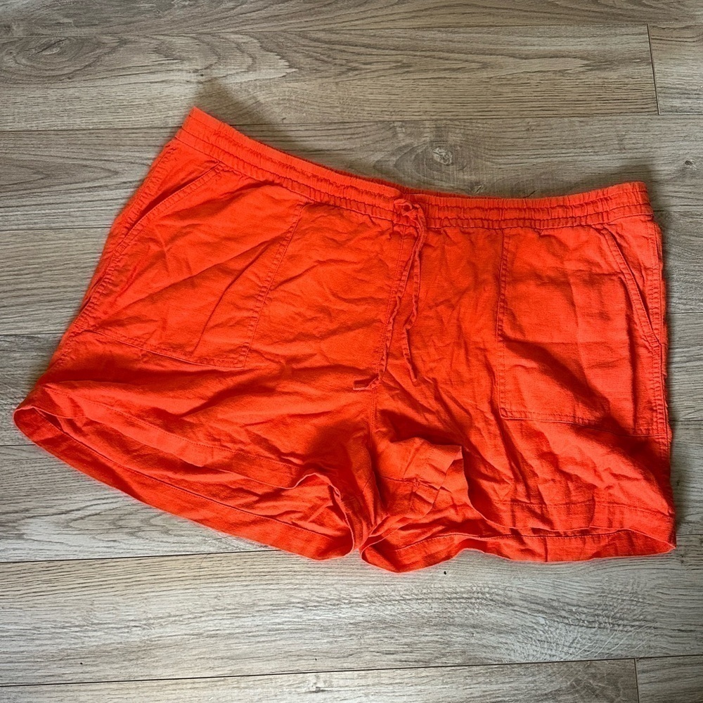 J. Crew Factory Red Linen Blend Shorts